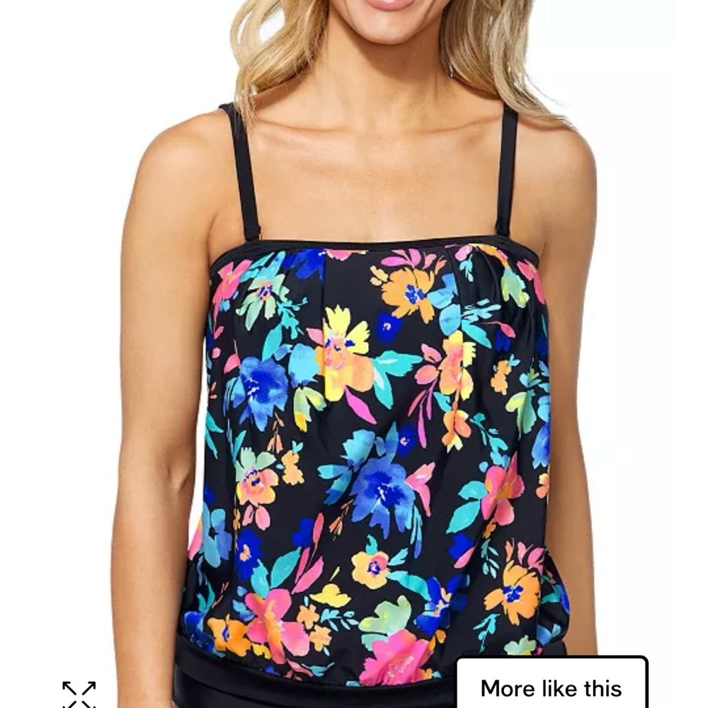 Island Escape Blue Pink Fitted Sleeveless Camisole Bikini